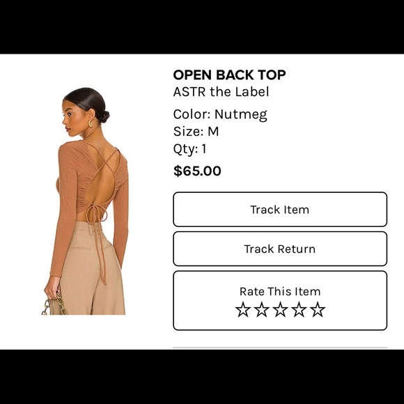 ASTR The Label Open Back Top in Nutmeg - Picture 1 of 4